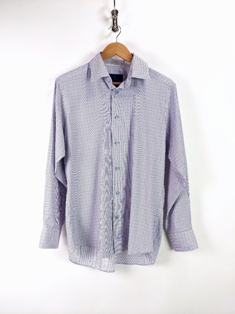 David Donahue Mens Performance Trim Fit Dress Shirt Button-Up Long Sleeve 15.5